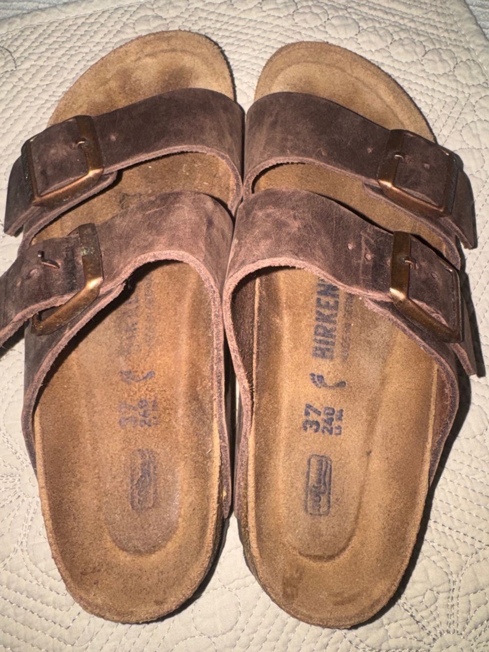 Birkenstock Arizona Suede Double Buckle Sandals - Dark Brown